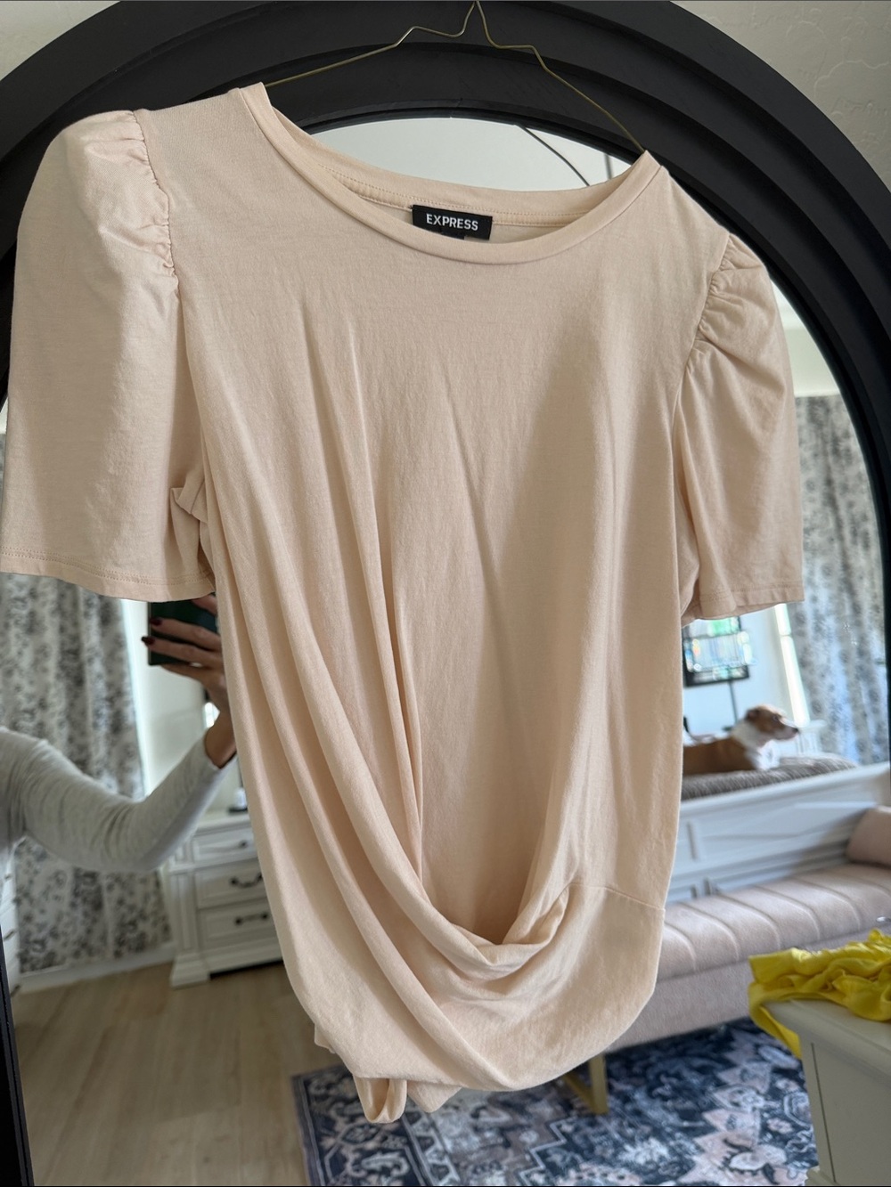 Express Pale Pink Draped Short Sleeve Tee